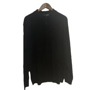 Murano Men’s XLT Merino Wool Knit Polo Sweater Black Long Sleeve Business Casual